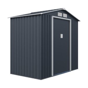 Magazie metalica pentru gradina 213x195x195 cm, gri, usa culisanta dubla