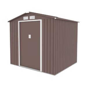 Magazie metalica pentru gradina 213x195x195 cm, maro, usa culisanta dubla