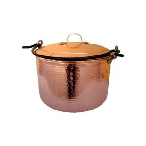 Oala din Cupru 10 Litri cu Capac si Toarta Fier Forjat pentru Ciorba si Tocane