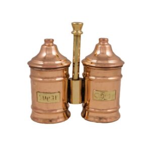 Set din Cupru Masiv cu 2 Recipiente pentru Zahar si Cafea