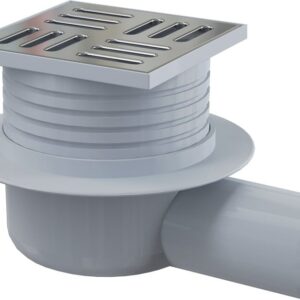 Sifon pardoseal? APV26 iesire laterala 105?105/50 mm, gr?tar o?el, retinere mirosuri