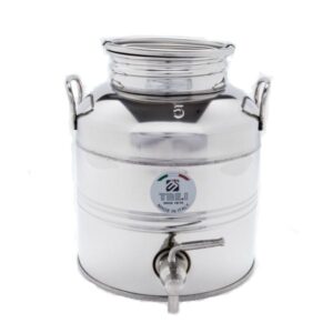Butoi Inox 5 Litri pentru Tuica, Palinca, Ulei, Lapte, set cu Robinet si Suport