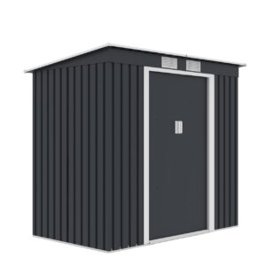 Magazie metalica pentru gradina 201x121x176 cm, gri, usa culisanta dubla