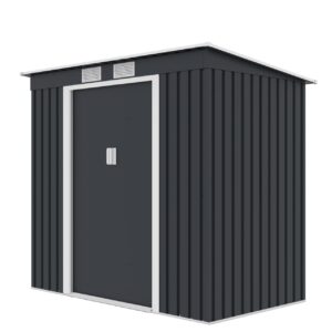 Magazie metalica pentru gradina 261x181x176 cm, gri, usa culisanta dubla