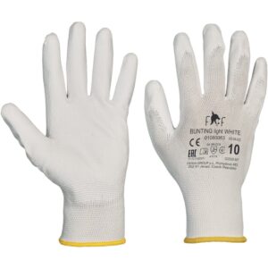 Manusi protectie cu pelicula din poliuretan Bunting Light, Alb, Marimea 10