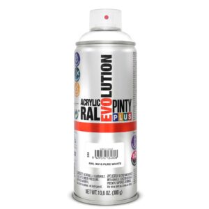 Spray vopsea acrilica RAL 9010 alb mat 400 ml, uscare rapida, interior-exterior, Pintyplus