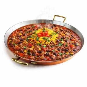 Tigaie Cupru Ø24cm cu Manere din Bronz pentru Paella Pizza si Clatite